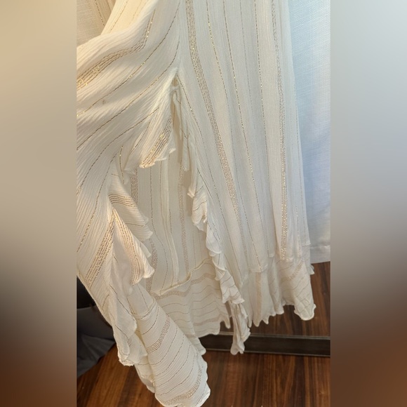 Free People Huxley Maxi Dress Ruffles Open Back Metallic Stripe NWT Size Small - Picture 8 of 16